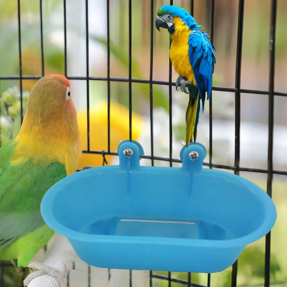 New Parrot Bathtub With Mirror Bird Mirror Bath Shower Box Mirror Toy For Budgerigar Peony Bird Toys Pet Bird Cage Accessories