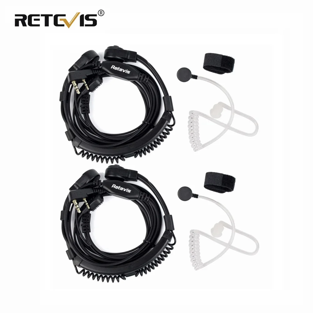 Garganta Mic Headset para transceptor, microfone de garganta, apto para kenwood TYT Baofeng UV 5R, UV-82, Retevis H777, RT-5R, RT22, RT3, RT81, 2pcs