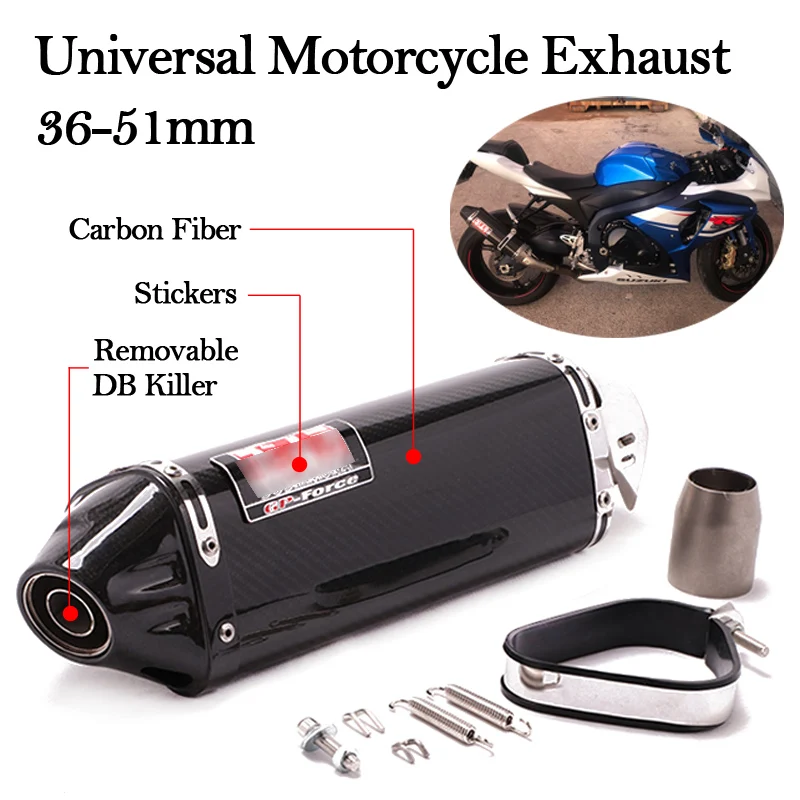 420MM Universal Motorcycle Exhaust Carbon Fiber moto Pipe Modify Motorbike Escape Removable DB Killer 51mm Muffler For YAMAHA