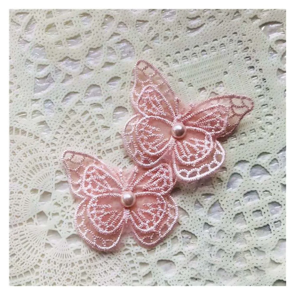 Butterfly Lace Applique 10 PCS Beaded Organza Embroidery Patches for Clothes Dress Skirt Bag Sweater 5 x 6cm L14F23