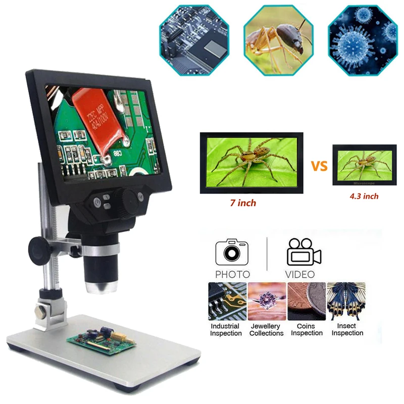 

G1000/G1200 12MP 1-1200X USB Digital Microscope for Soldering Electronic HD Video Microscopes Continuous Amplification Magnifier