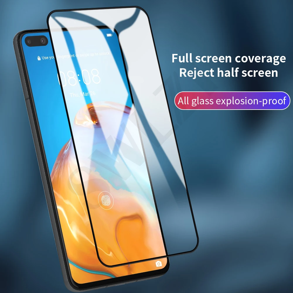 2/1Pcs cover film for Huawei P20 P30 P40 lite E tempered glass P smart pro Z S plus 2018 2019 2020 2021 phone screen protector
