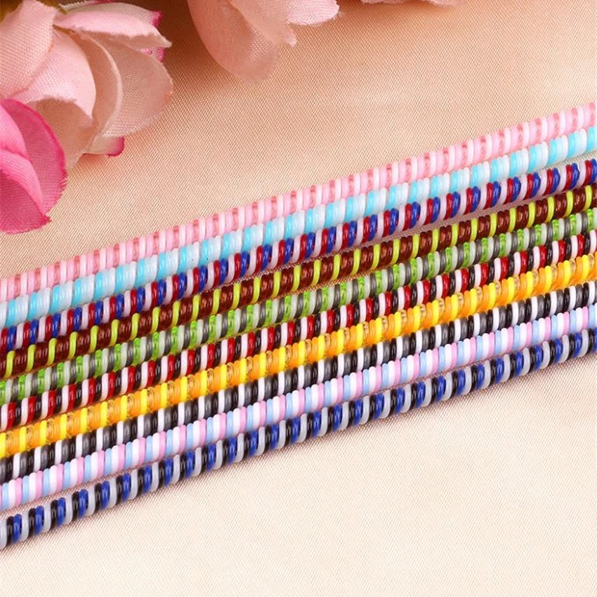 1PC Creative Colorful 1.4M 3 in1 Cable Protector Rope, USB Cable Data Line Cord Winder Protective Case, Earphone Cable Protector image 4
