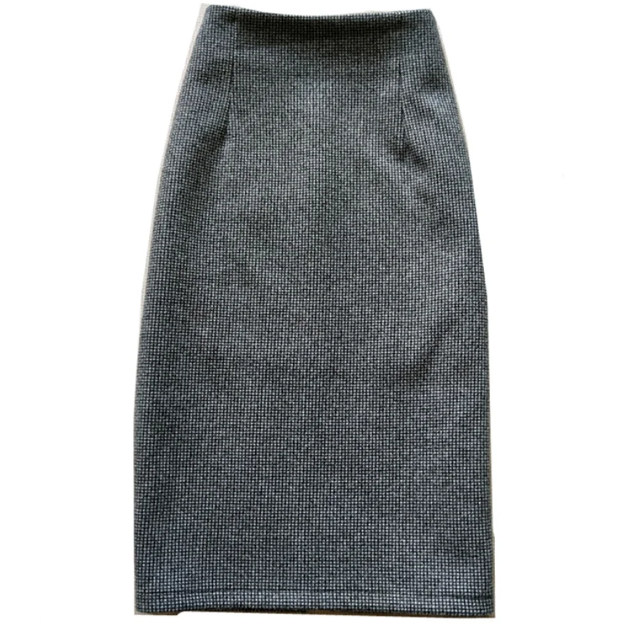 

Autumn winter warm woolen skirt women high waist package hip split step pencil skirt