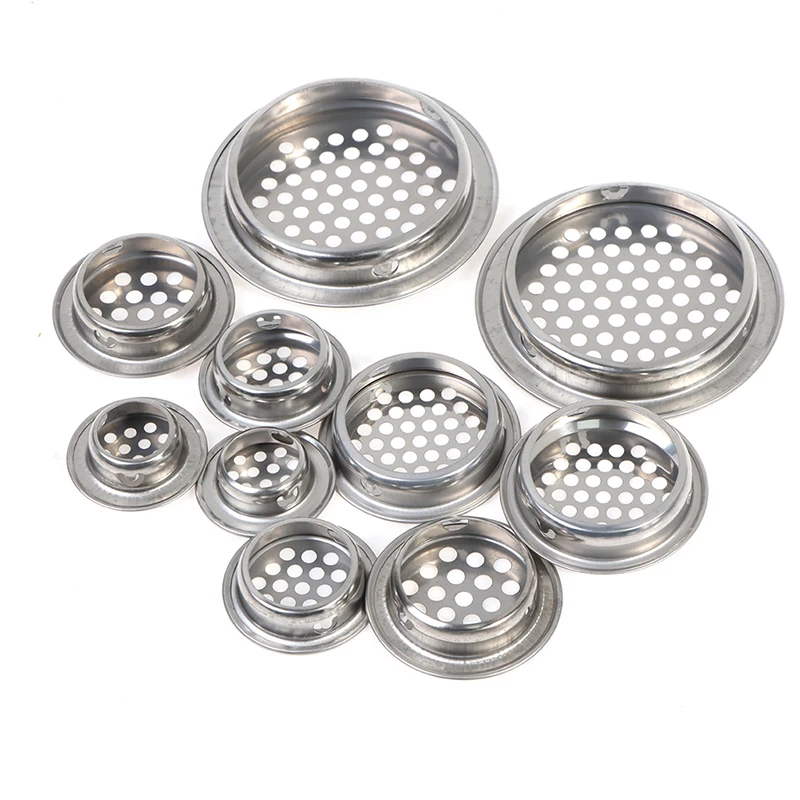 10pcs Round Cabinet Air Duct Vent Dia.19mm-53mm Steel Louver Mesh Hole Plug Decoration Cover Wardrobe Grille Ventilation Systems