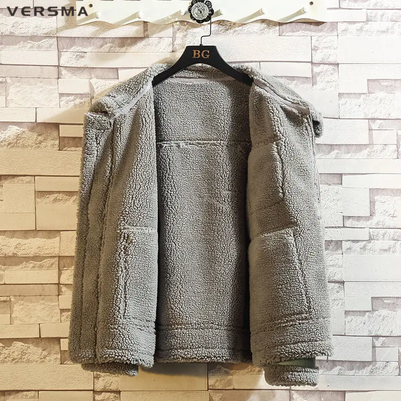 Versma Japanse Trendy Winter Lam Wollen Jas Jas Mannen Fleece Oversize Dikke Warme Windjack Mannen Parka Plus Size Dropshipping