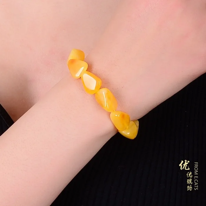 

Genuine Natural Yellow Amber Oval Beads Bracelet 8mm Gemstone Healing Amber Fashion Women Men Jerwelry AAAAA