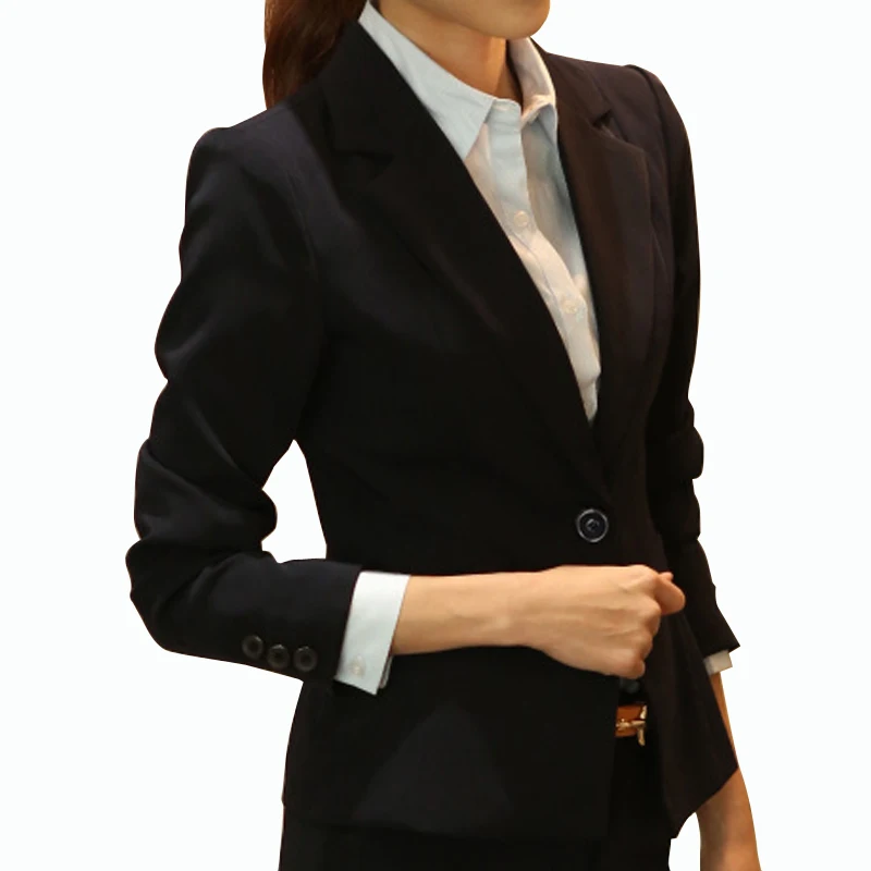 spring and autumn new short black small suit female Korean version slim women's long sleeved small suit jacket