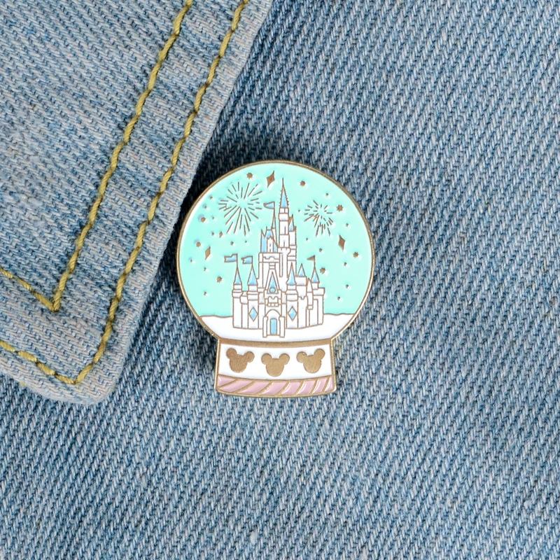 Dream Castle Crystal Ball enamel pin Fairy tale Fireworks badge brooch Lapel Clothes backpack bag pin Cartoon jewelry Girl gift view 3