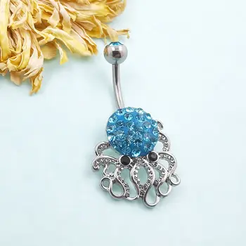 JHJT 1 adet Göbek Deliği Piercingi Cerrahi Çelik Ahtapot Nombril Sevimli Kadın Göbek Piercingi Barbell Vücut Takısı 14g 10 best sales Ahtapot piercingi - №9