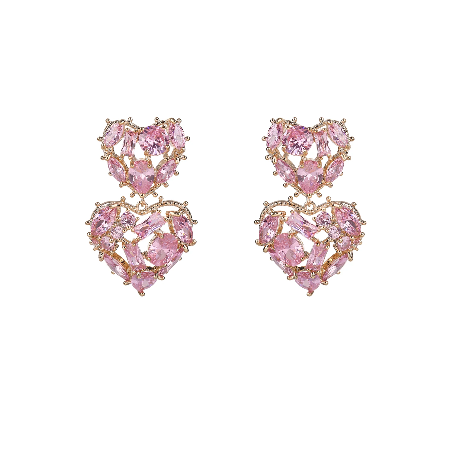 Cubic Zircon CZ Heart Earrings for Wedding, Crystals Love Earring for Bride, Women Girl Birthday Party Jewelry CE11255