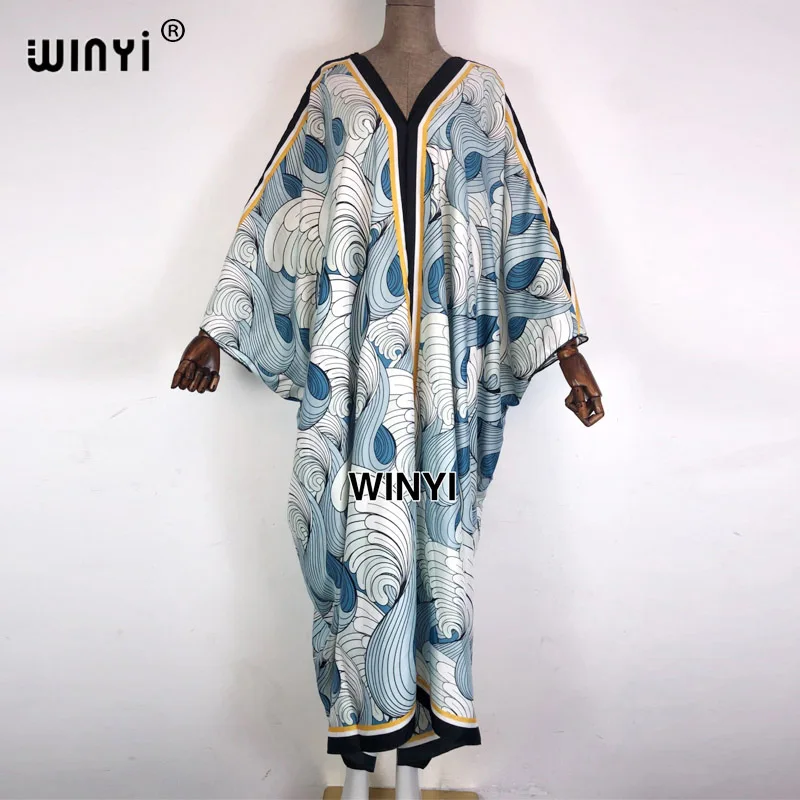 2021 Summer Women maxi jurk Print Sexy V-Neck Thigh African Maxi Dress Long Sleeve  Elegant Boho Beach Dress Casual Long Dresses