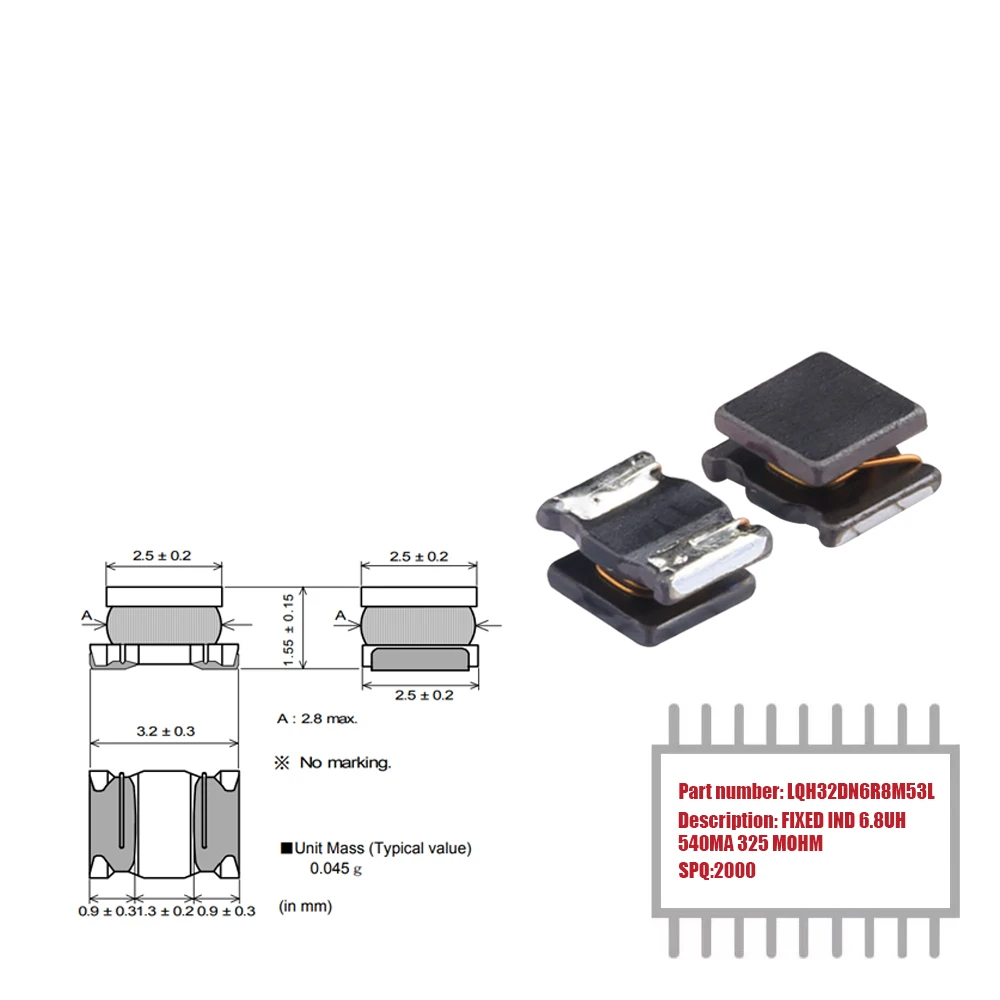 Moja grupa azja 2000 sztuk LQH32DN6R8M53L nieekranowany SMD IND ± 20% 6.8UH 540MA 325 MOHM cewki stałe cewki w magazynie