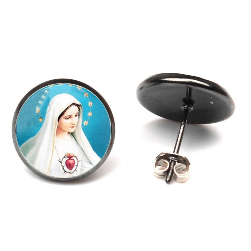 Our Lady of Guadalupe Jewelry  Trendy Women Stud Earrings Virgin Mary Christian Jesus Buddhist Buddha Earrings Birthday Present