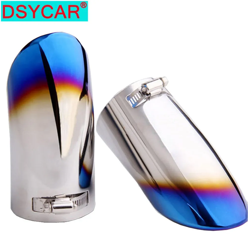 DSYCAR 1Pcs Stainless Steel Grilled Blue Car Exhaust Pipe Tip Tailpipe Muffler Cover Car Modification Car Styling for Ford Focus