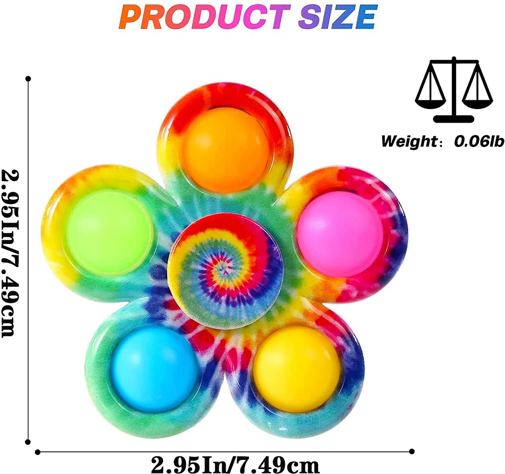 Simple Dimple Fidget Spinner Toys Early Education Fidget Toys Tie-Dye Popper Pop Bubble Spinner Set For Child Fidgets Antiestres