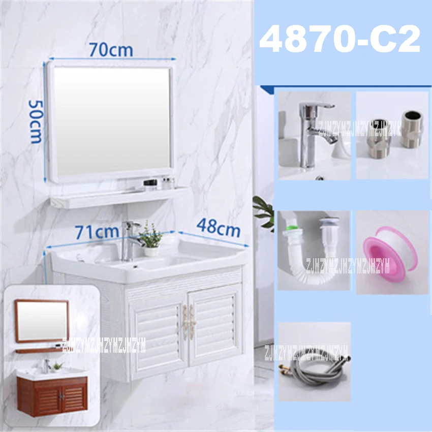 4860C-2/ 4870C-2 Mini Wall Mounted Basin Cabinet Ceramic Washing Table Bathroom Cabinet Small Space Aluminum Cabinet With Mirror