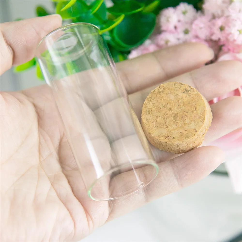 50Pcs 30cc Small Lovely Clear Glass Test Tube with Corks Ornament Handicrafts Gifts Perfume Vials Food Jars Reusable Bottles