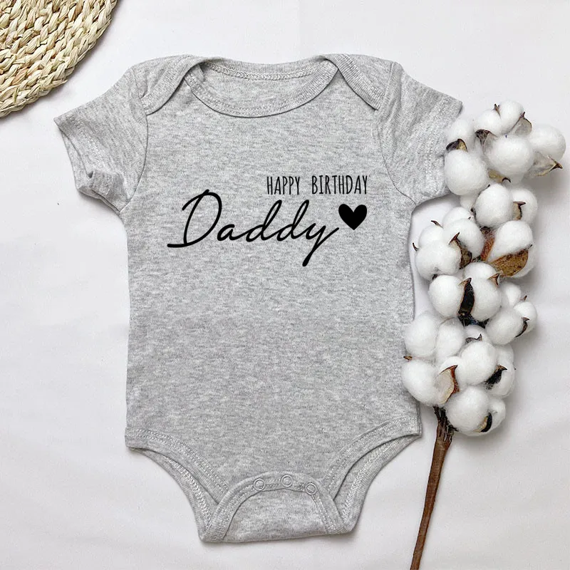 Happy Birthday Daddy Letters Print Baby Bodysuit Baby Grow for Infant Toddler Boys Girl 100% Cotton Romper Jumpsuit