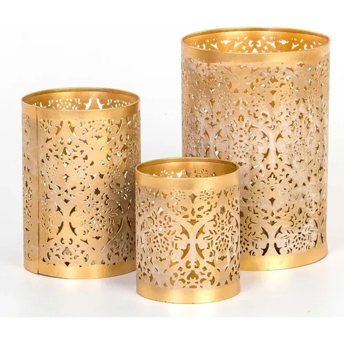 Euro Flora Gold Color Candle Holder Lantern Metal 10x12 cm