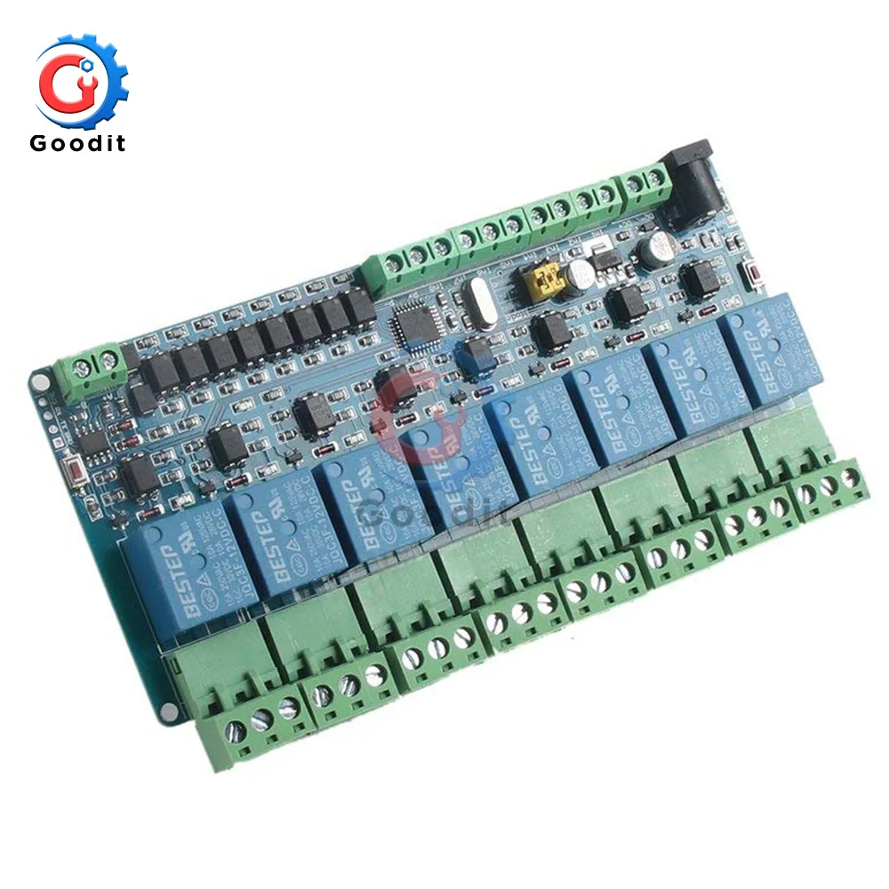 1PCS Modbus rtu 8 Channel Relay Module 485 TTL Communication 8-channel Input Relay Module Relay Output Board Module