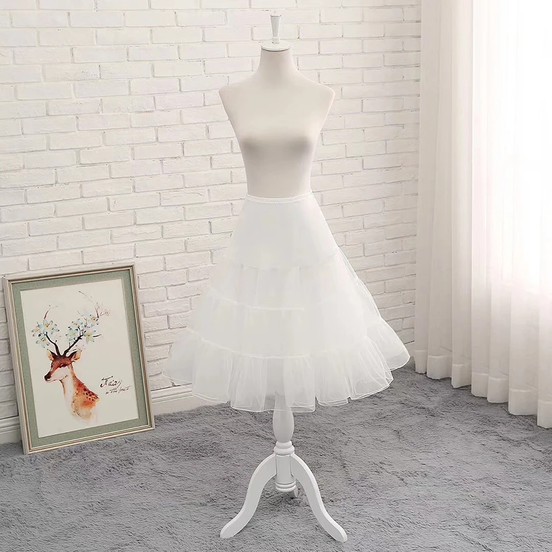 Free Short Lolita Cosplay Petticoats White Organza Crinoline Bridal Underskirt Women Halloween Petticoat Rockabilly Tutu Skirts