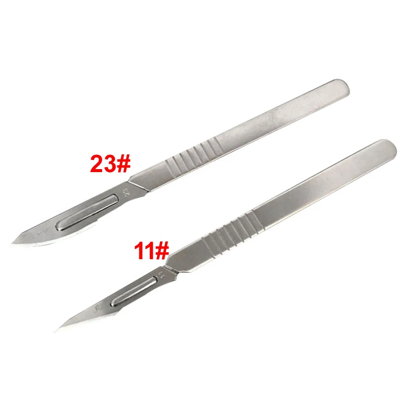 10Pcs 23# or 11# Carbon Steel Scalpel Surgical Blades For PCB Circuit Board and 1Pcs Stainless Steel Handle