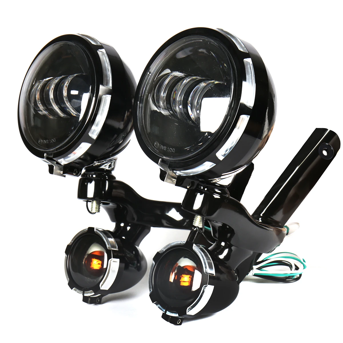 Gloss Black Burst LED Auxiliary Lighting Bracket For Harley Touring Electra Glide Road King FLHR