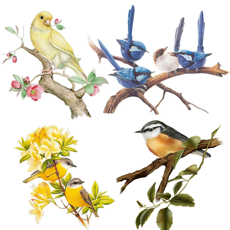 Three Ratels QCF146 Elegant flower and bird art wall sticker for home decoration toilet Decal