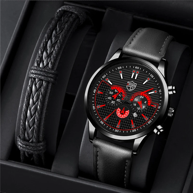 

Luxury Mens Business Leather Quartz Wrist Watch Fashion Men Sports Bracelet Watches Calendar Date Clock relogio masculino