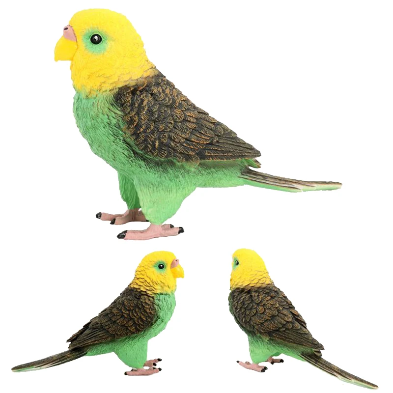 Big Size Solid PVC Budgerigar Model Artificial Parakeet Parrot Bird Figure Model Ornament Souvenir Garden Birdcage Decoration