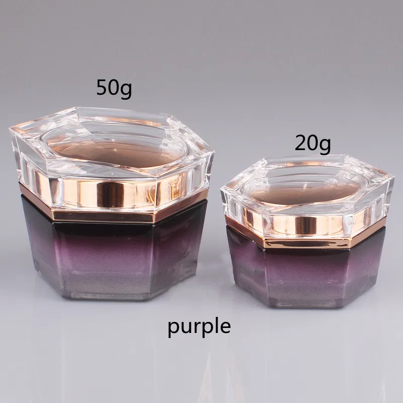 High-grade 20/50g Glass Cream Jar Cosmetic Container With Rose Gold  Hexagonal Cover Glass Bottle Cream Container Empty Jars