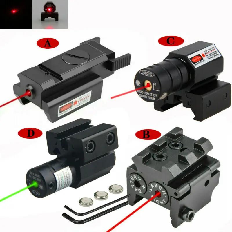 Mini Compact Red Green Dot Laser Sight Scope 11mm/21mm Switchable Hand Gun Hunting Mount Set For Pistol Shot Airsoft Riflescope