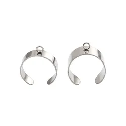 DoreenBeads-Anillos abiertos de acero inoxidable, anillos en forma de U de Color plateado con bucle abierto, fabricación de joyas DIY, 18,1mm (tamaño de EE. UU. 8), 10 piezas, 6mm/10mm