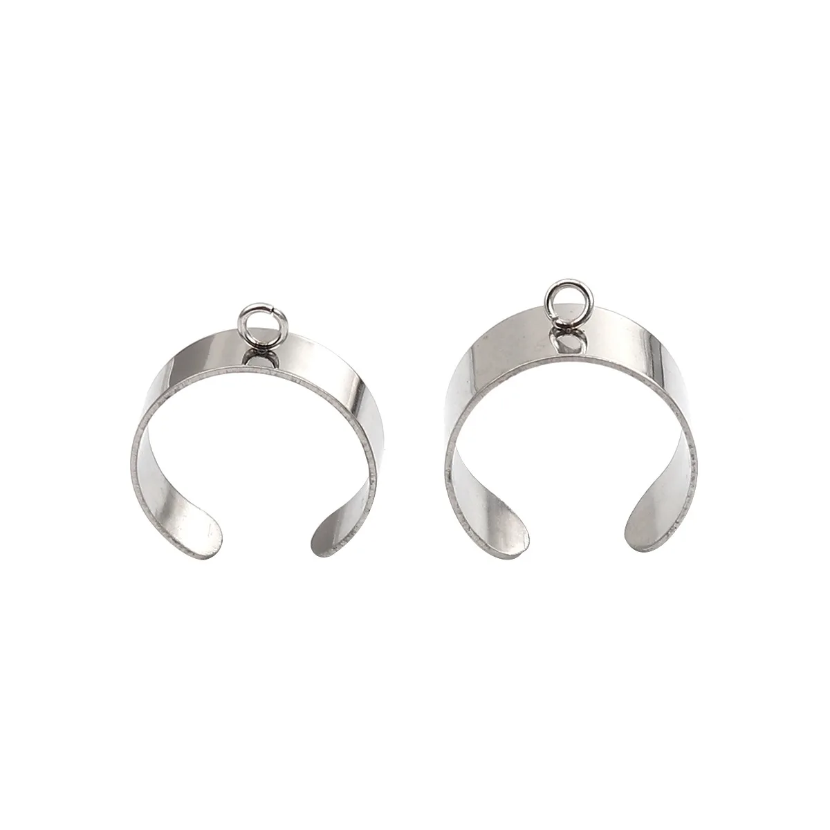 DoreenBeads 6mm/10mm otwarte pierścienie ze stali nierdzewnej kolor srebrny W kształcie litery U W/otwarta pętla do samodzielnego robienia biżuterii 18.1mm (rozmiar US 8), 10 szt.
