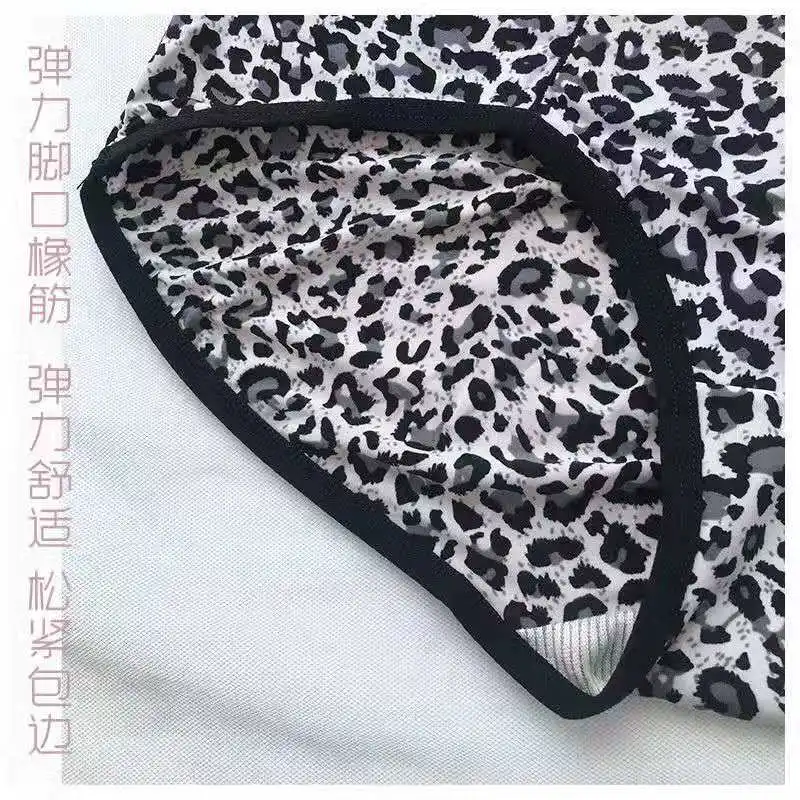 Women\'s Underwear Fashion Ice Silk Comfort Boxer Pants Sexy Leopard Print Panties For Woman High Waist Seamless Panties Lingerie