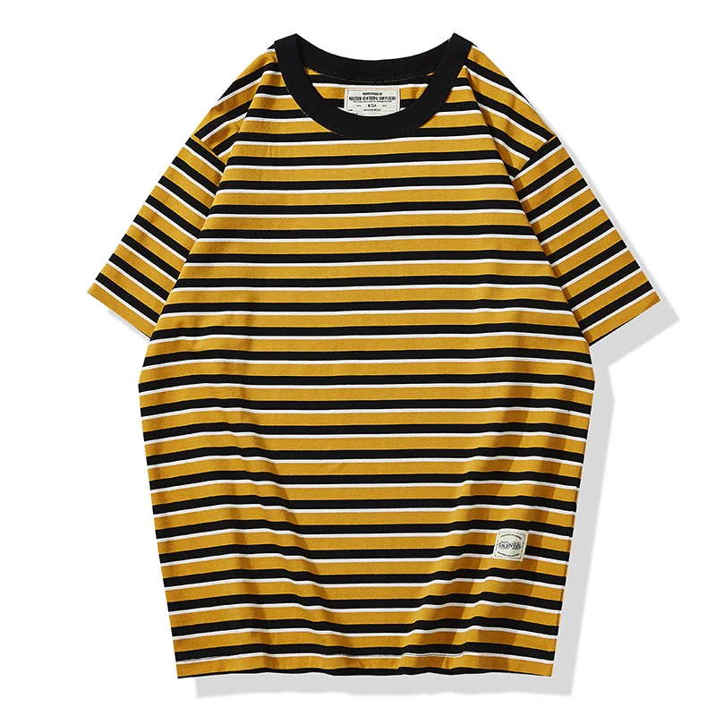 Ok2133 Summer Striped T-Shirts High Quality Men Clothing 230g Short-Sleeve Classic All-Match Sailor Tops Casual Fit Male Tees