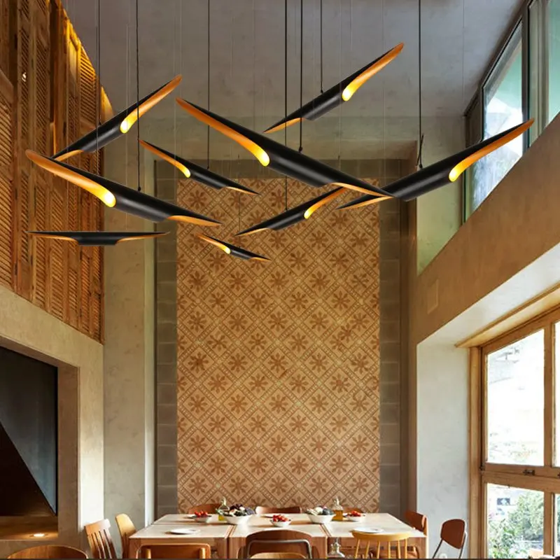 

Nordic exhibition Pendant Light for restaurant bar Delightfull Coltrane light for stair gold black wing hanging lamp luminarias