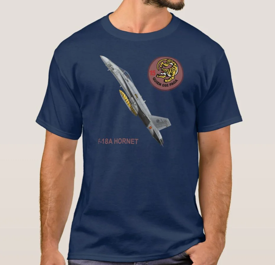 Spain Air Force EF-18A Hornet ALA 15 T-Shirt. Summer Cotton Short Sleeve O-Neck Mens T Shirt New S-3XL