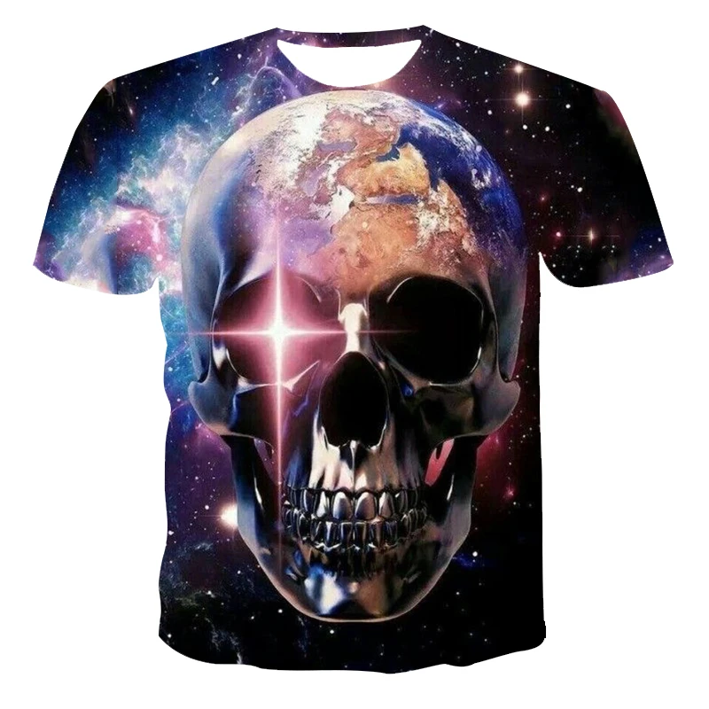 2021New Summer 3 D T-Shirt Men Clothing Boy-Child Skull&Death Short Sleeve Fashion O-Neck Street Wear Cool Customizable 110-6 XL