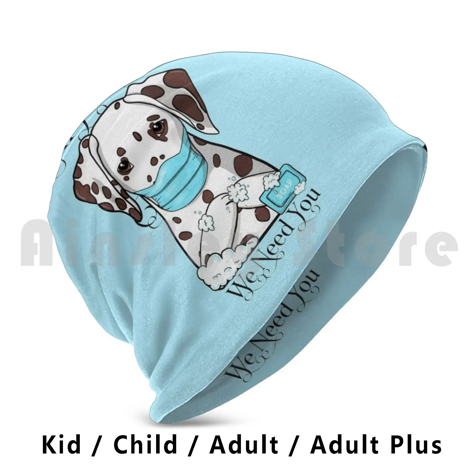 Dalmatian Wash Your Paws Beanies Pullover Cap Comfortable Dalmatian Wash Your Paws Beanie Soap Cute Dog Stay Safe