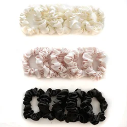 Novo hairbands laços de cabelo acessórios de seda artificial 5 pçs/set scrunchies conjunto branco cor sólida preto branco rosa feminino scrunchies