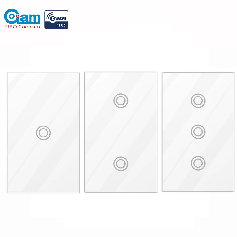 COOLCAM Z-wave US Wall Switch 1/2/3 Gang US 908.4MHz Z Wave Wireless Home Automation Remote Control Touch Sensitive Wall Switch