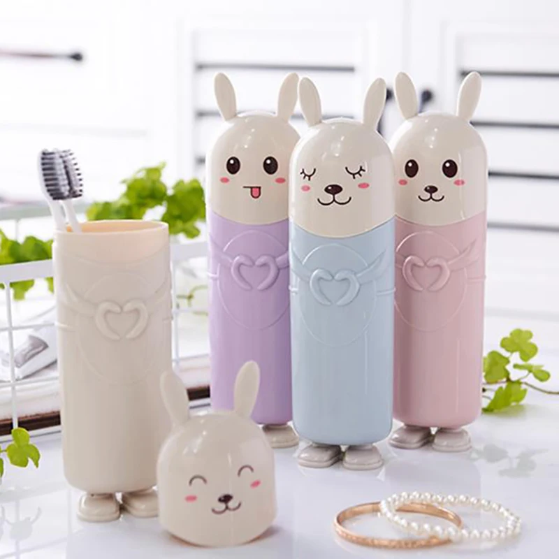 Cute Cartoon Toothbrush Storage Box Portable Outdoor Travel Tooth Brush Protect Case Bathroom Toothbrush Organizer