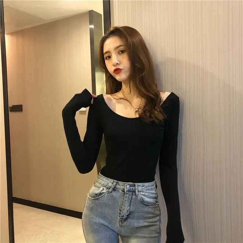 Woman TShirts Spring and Autumn Tight Backless T-shirt Lady Sexy Slim Top Crop Top Mujer Camisetas