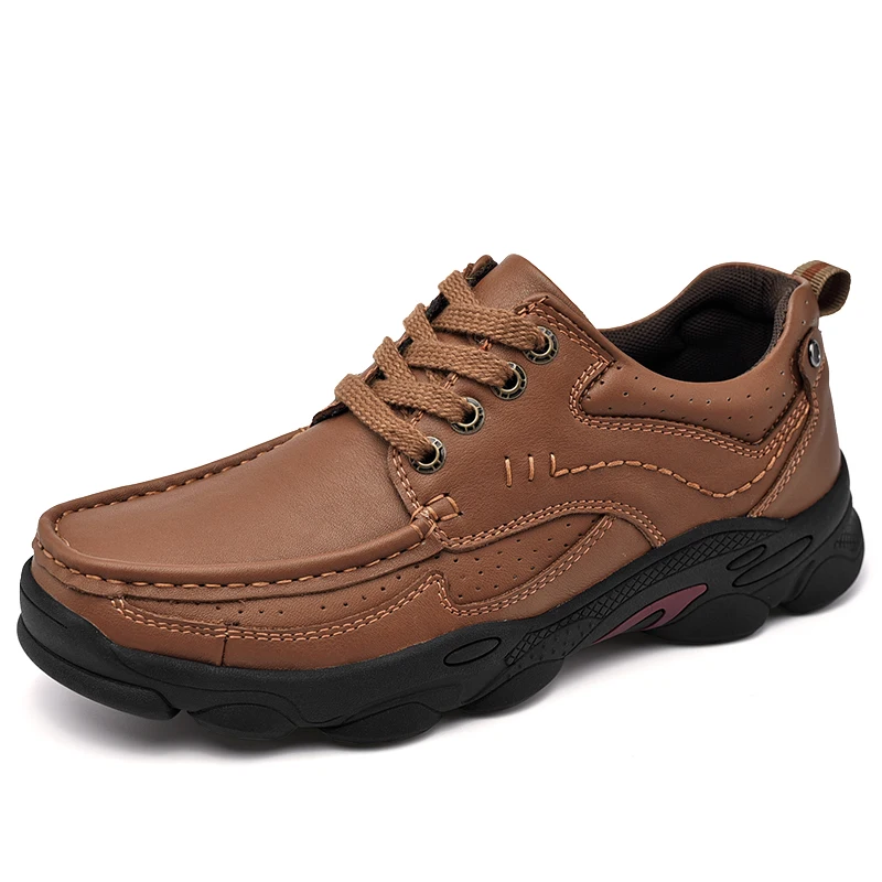 

2021 New Men's first layer Leather Casual Shoes all-match wear-resistant Work Shoes non-slip rock climbing hiking shoes