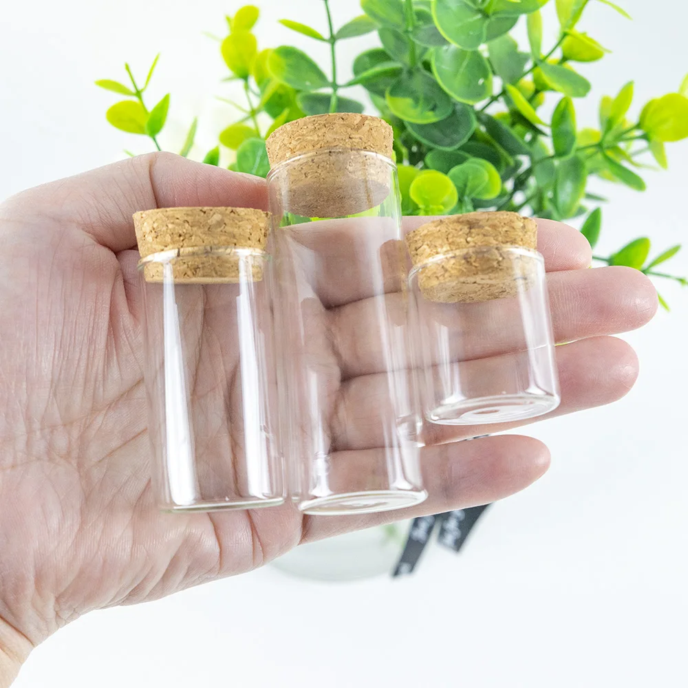 Empty Glass Bottles with Corks Clear Seal Vial Jars Containers for Food  Liquid Perfume Storage 10ml 15ml 25ml 12pcs