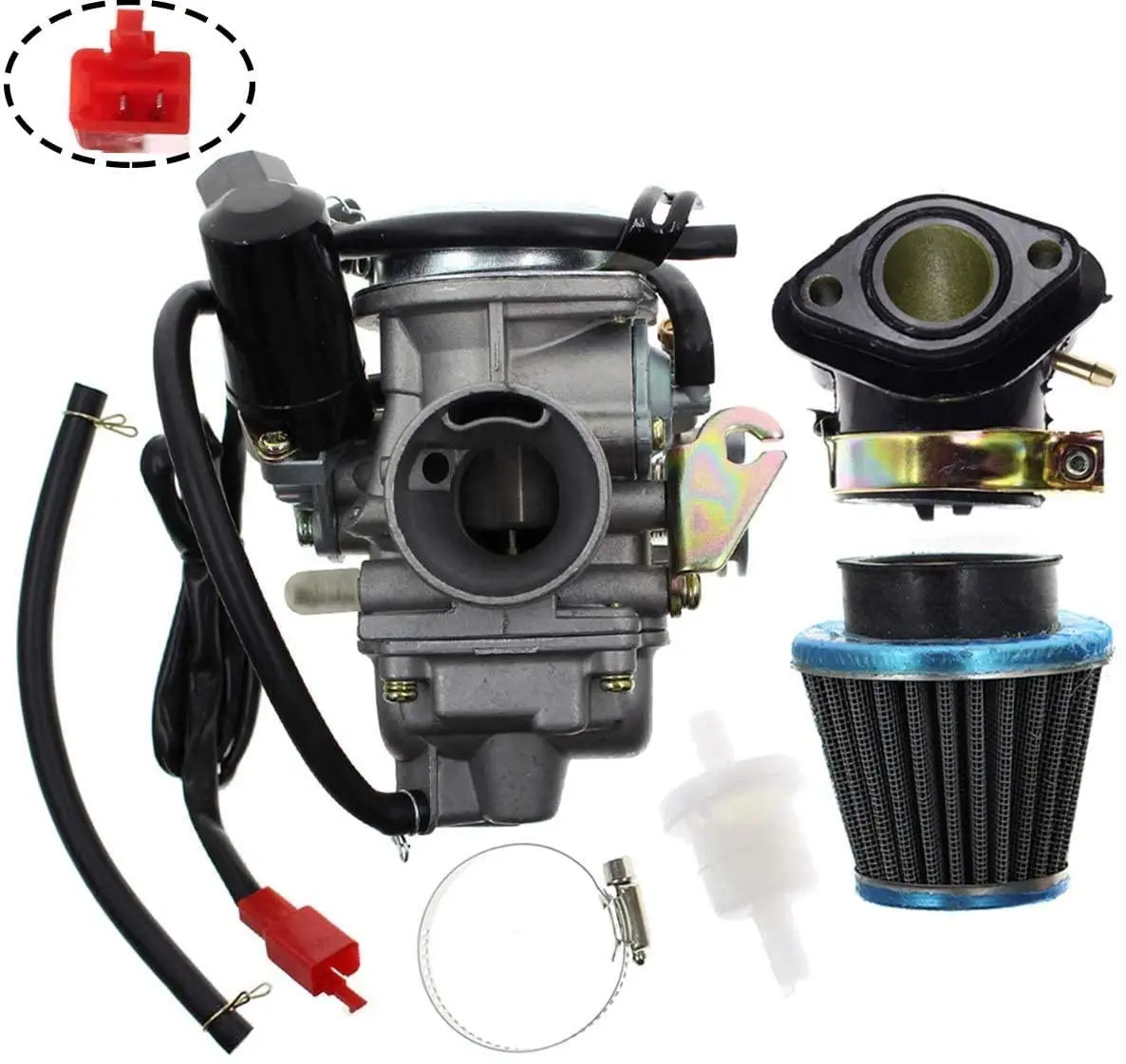 PD24J Carburetor For GY6 125cc 150cc Go Kart Scooter 152QMI 157QMJ w/ Air Filter