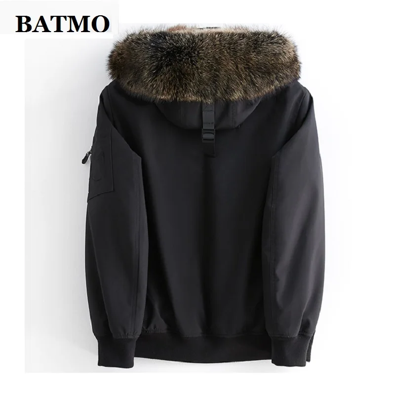 BATMO natural Raccoon fur collar mink fur liner hooded parkas men,men\'s winter warm hooded jackets ,men\'s fur coat XPK106