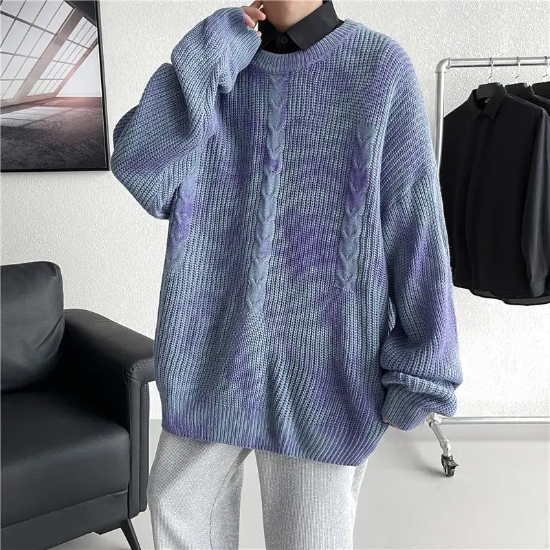 

New 2021 Autumn Winter Men Sweaters Warm Fashion Mens Pullovers Knitted Casual Loose Streetwear Male Solid Sweater Jumpers F397